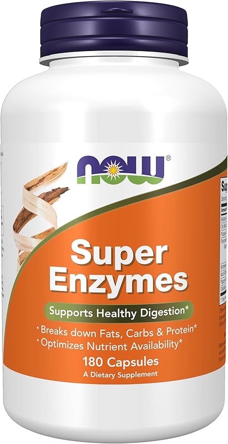 NOW Supplements Super Enzymes Formulated with Bromelain Ox Bile Pancreatin and Papain180 Capsules &amp Supplements Magtein™ with patented form of Magnesium (Mg) Cognitive Support* 90 Veg Caps