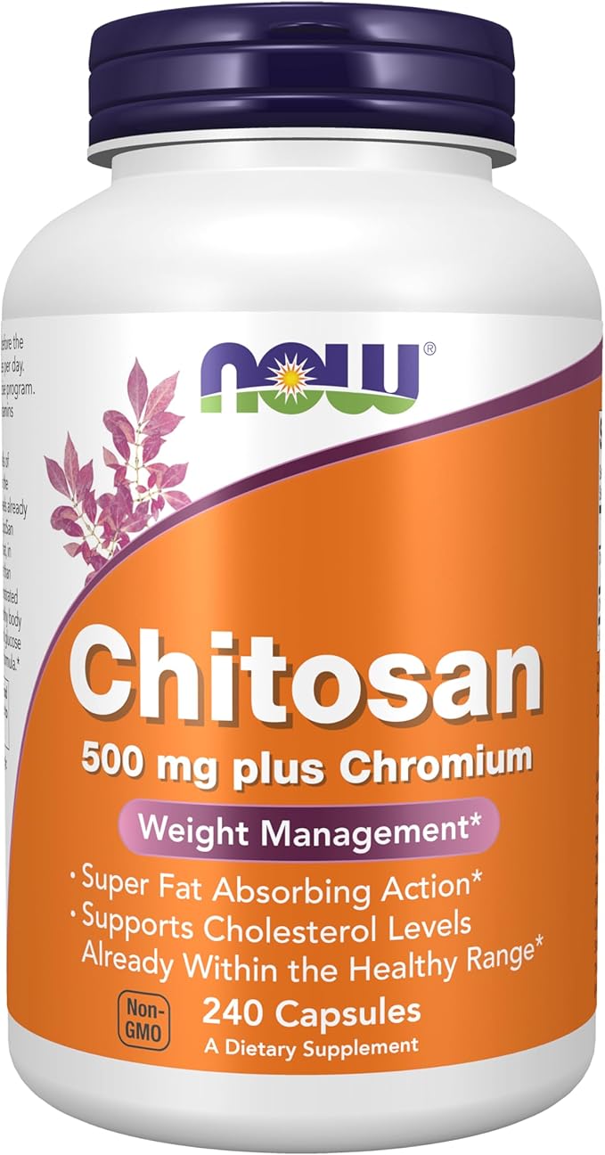 NOW Supplements Chitosan 500 mg plus Chromium Weight Management* 240 Veg Capsules