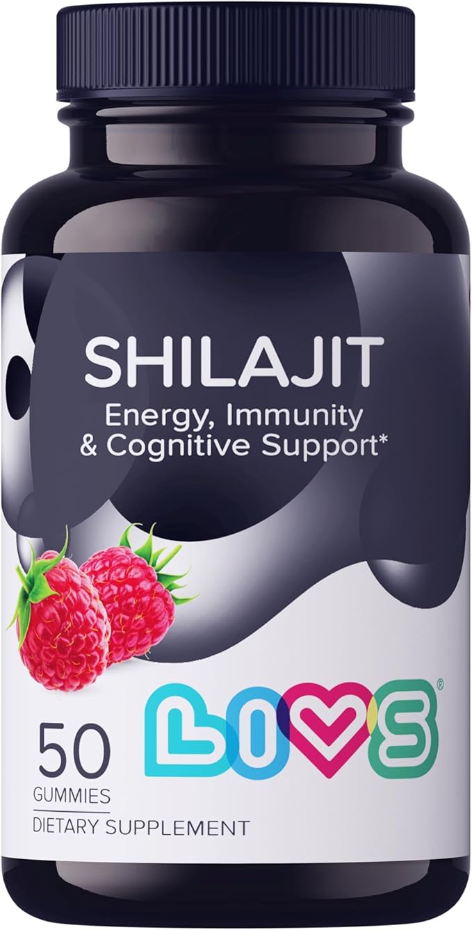 LIVS Shilajit Gummies for Men &amp Women – 1000mg Pure Himalayan Resin Extract Rich in Fulvic Acid &amp 85+ Trace Minerals – Natural Energy &amp Immune Support Supplement – Vegan Raspberry Flavor