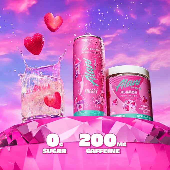 Alani Nu Pre Workout Powder Pink Slush Amino Energy Boost Endurance Supplement Sugar Free 200mg Caffeine L-Theanine Beta-Alanine L-Citrulline 30 Servings