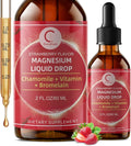 Magnesium Glycinate Liquid Drops with Chamomile Hawthorn &amp Ginger for Stress Relief and Digestive Comfort Fast Absorption Non-GMO Vegan Formula Sugar Free Strawberry Flavor 2 Fl OZ