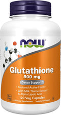 Now Foods Supplements Glutathione 500 mg with Milk Thistle Extract &amp Alpha Lipoic Acid Free Radical Neutralizer* 120 Veg Capsules Beige