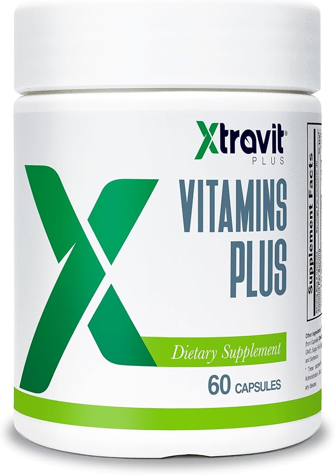 Vitamins Plus Supplement - Natural Daily Men’s &amp Women’s Multivitamin with Iron Minerals Digestive Enzymes &amp Antioxidants for Energy Brain &amp Digestive Support - No Fillers 60 Capsule