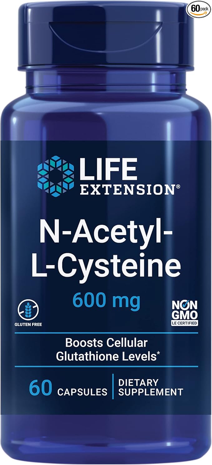 Life Extension Optimized Quercetin and N-Acetyl-L-Cysteine Immune and Cellular Health Support - 250 mg Quercetin 600 mg NAC - 60 Capsules Each