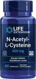 Life Extension L-Theanine Calming Amino Acid 60 Capsules &amp N-Acetyl-L-Cysteine Immune &amp Liver Health Antioxidant 600mg 60 Capsules