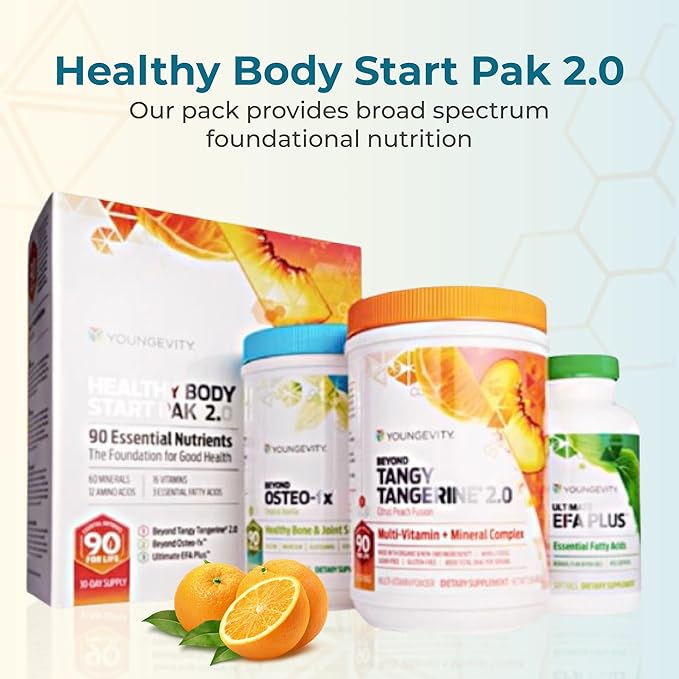 Youngevity Healthy Body Start Pak 2.0 | Complete All-in-One Nutrition | 60 Minerals 16 Vitamins 12 Amino Acids 6 Essential Fatty Acids | Whole Foods Pre/Probiotics + Bone Formula