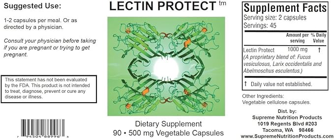 Supreme Nutrition Lectin Protect 90 Pure Herbal Combination Vegetarian Capsules | 2 Pack