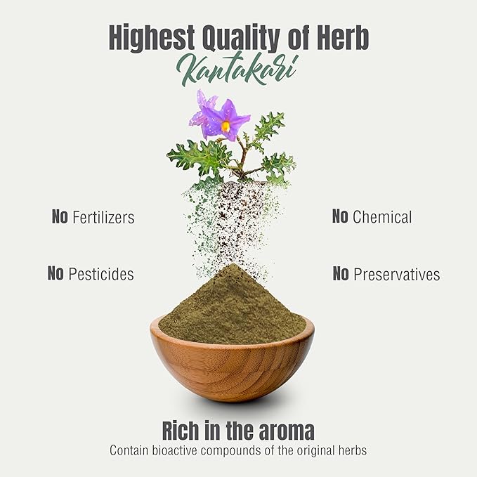 Herbsforever Kantakari (Solanum xanthocarpum) Indian Nightshade. Plant Powder|Supports Respiratory Immune Health &ampNatural Expectorant- Wild Harvested -Non GMO | Ultra Clean| Steam Treated|16oz-1L