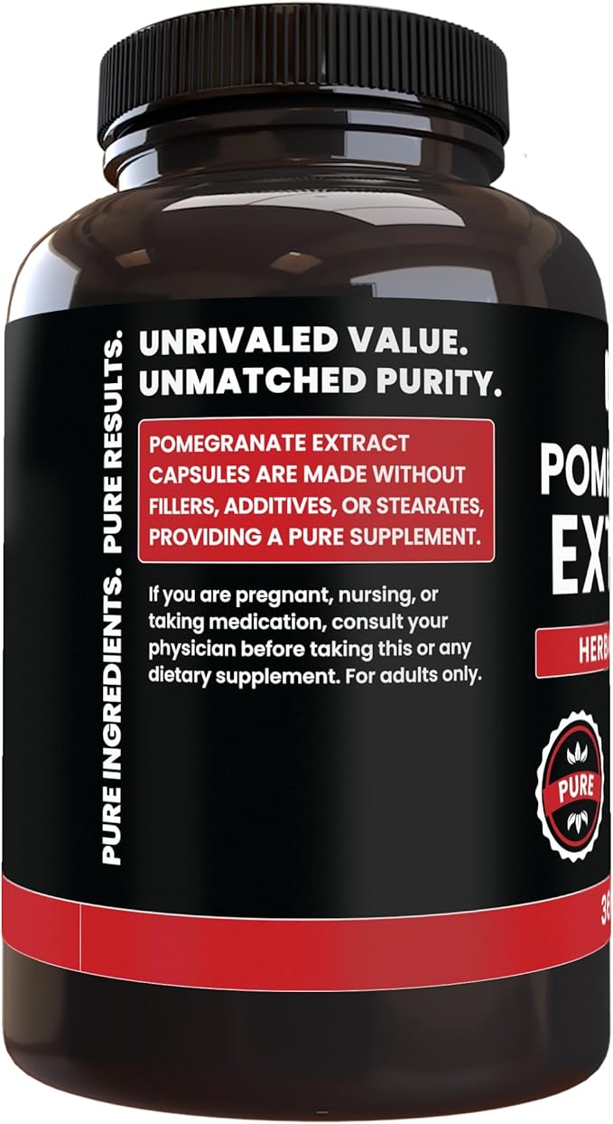 PURE ORIGINAL INGREDIENTS Pomegranate Extract (365 Capsules) No Magnesium Or Rice Fillers Always Pure Lab Verified