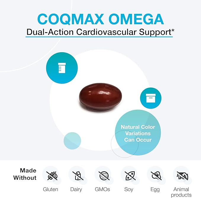 XYMOGEN CoQmax Omega 50 mg - Dual-Action Heart Health Support - CoQ10 Plus Fish Oil Omega-3 - MaxSimil Monoglyceride EPA DHA - Enhanced Absorption - 30 Softgels