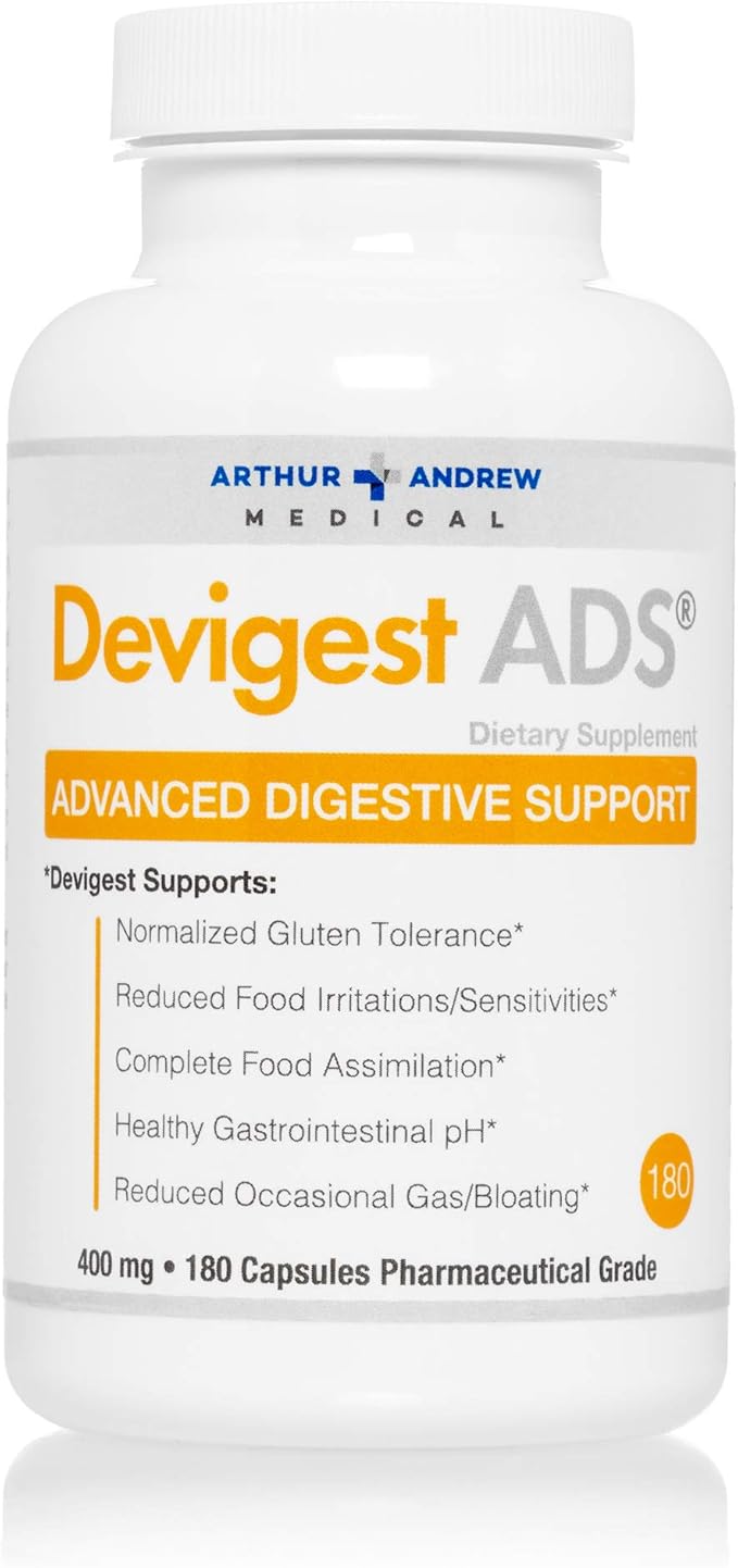 Arthur Andrew Medical - Devigest ADS Advanced Digestive Support Relief for Lactose Intolerance and Casein Sensitivities Vegan Non-GMO 180 Capsules