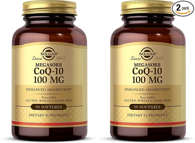 Solgar Megasorb CoQ-10 100 mg 90 Softgels - Supports Healthy Aging - Coenzyme Q10 Supplement - Enhanced Absorption - Non-GMO Gluten Free Dairy Free - 90 Servings (Pack of 2)