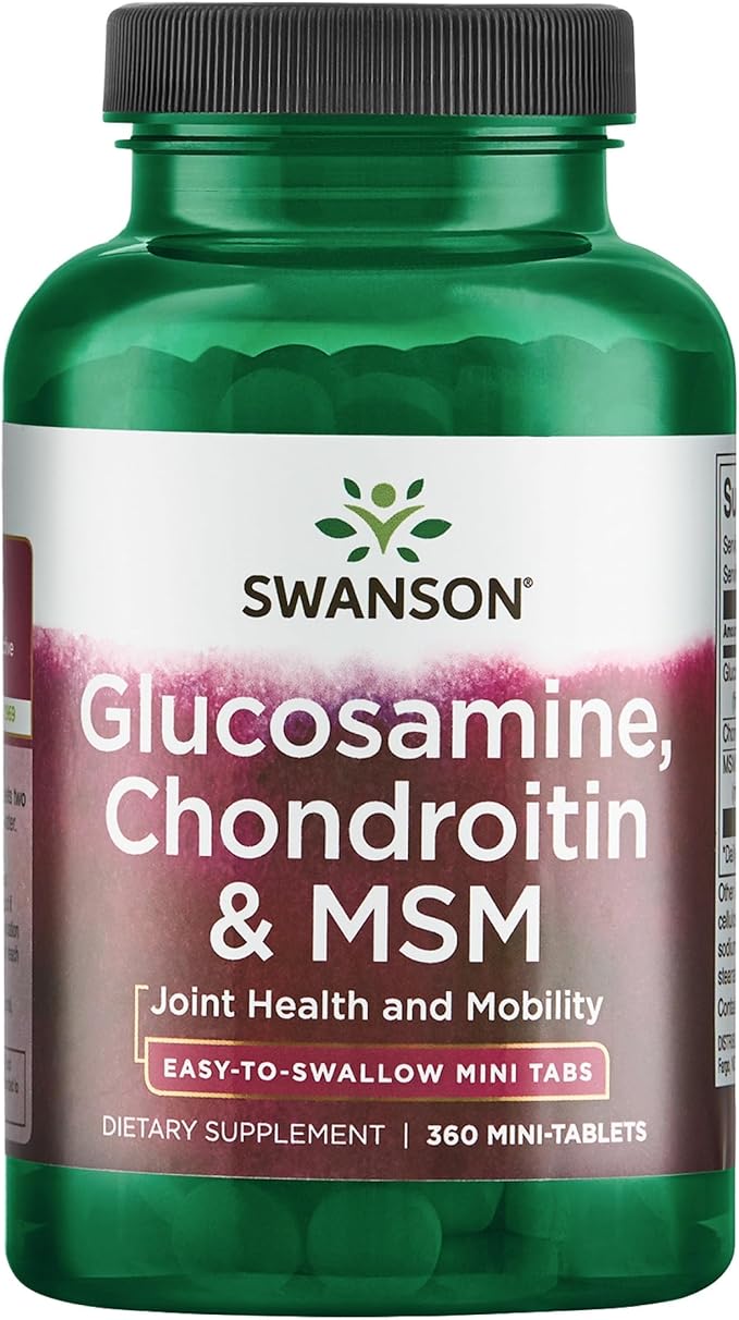 Swanson Glucosamine Chondroitin &amp MSM - Cartilage &amp Joint Health Supplement* - Supports Mobility &amp Flexibility* - Easy-to-Swallow Mini Tablets - Gluten Free &amp Non-GMO - 360 Mini-Table