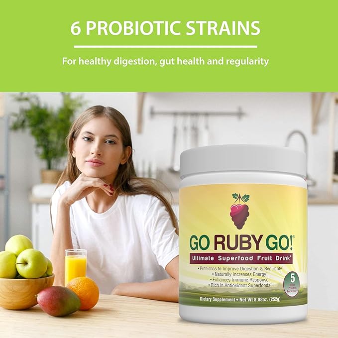 IVL - GO Ruby GO! Red Superfood Powder Juice | 42 Antioxidants Probiotics and Immunity Boost (Beet Root Powder and more Powder Supplements) | Fruit Powder &amp Extract Blend | Energy &amp Digestion