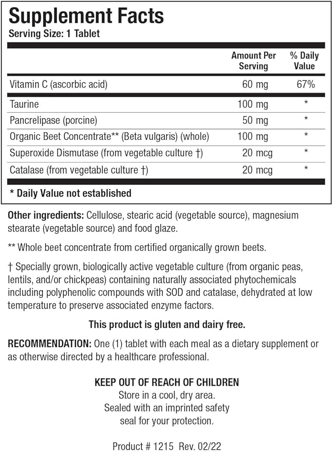 BIOTICS RESEARCH Beta TCP - Natural Nutritional Support for Bile Production Liver Function Aids in Fat Digestion &amp Healthy Cholesterol - Supplies Betaine Organic Beet Concentrate - 90 Tablets
