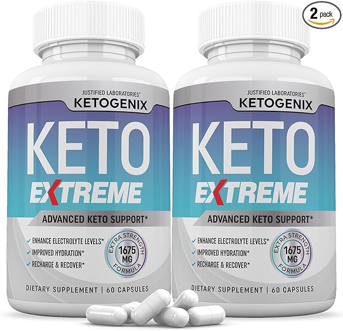 (2 Pack) Ketogenix Keto Extreme Keto Pills 1675MG New &amp Improved Formula Contains Apple Cider Vinegar Extra Virgin Olive Oil Powder Green Tea Leaf 120 Capsules