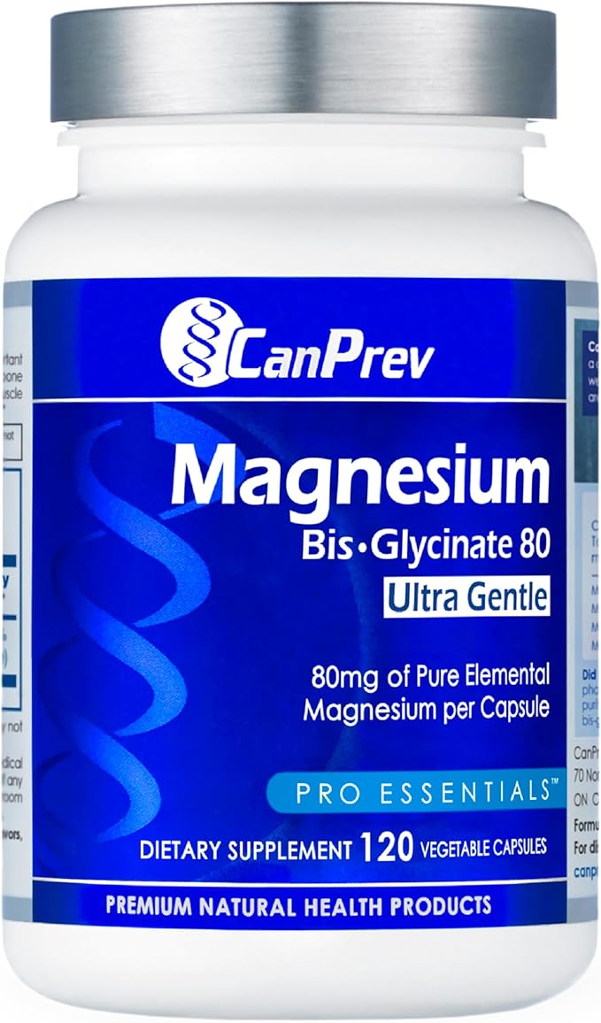 CanPrev Magnesium Biglycinate Chelated 80mg Ultra Gentle 120 V-Caps 120-Day Supply - Support Muscle Function Bone Strength &amp Relaxation Pure Magnesium Bisglycinate Formula Promote Comfort &amp