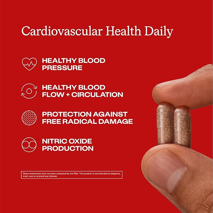 Humann Cardiovascular Health Daily 4-in-1 Vascular &amp Blood Pressure Support Grape Seed Extract Capsules &amp Hyaluronic Acid Circulation Supplements Plant-Based Non-GMO 60 Capsules