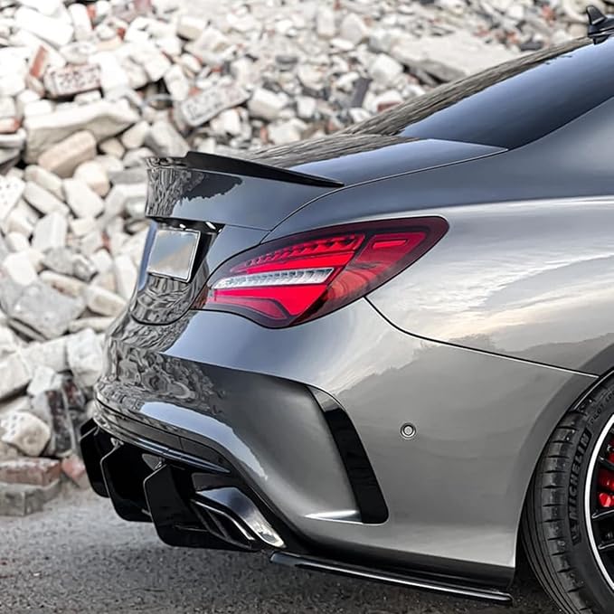 Rear Diffuser Lip Shark Fin for Benz CLA W117 CLA45 AMG 2016-2019 Black