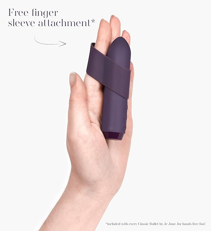 Je Joue Classic Bullet Vibrator with Fingersleeve Powerful Whisper Quiet USB Rechargeable Waterproof 100% Medical Silicone - Purple