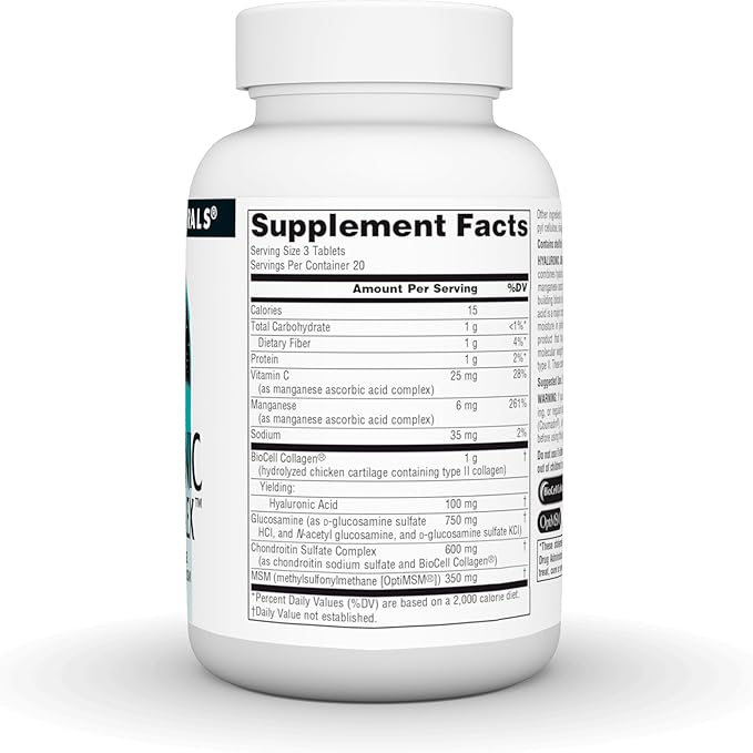 Source Naturals Hyaluronic Joint Complex with Glucosamine Chondroitin &amp MSM Extra Strength - 60 Tablets