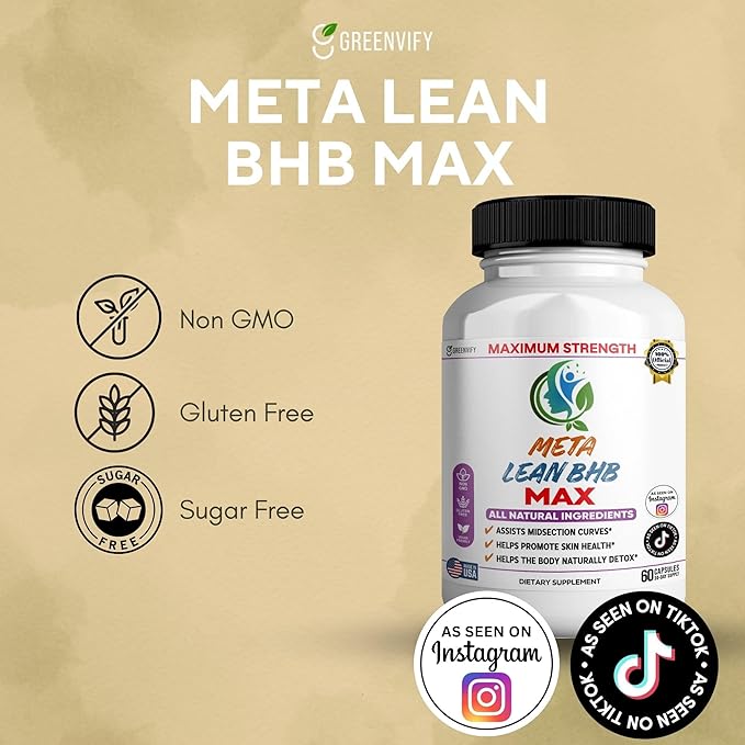 Meta Lean BHB Max Dietary Supplement Maximum Strength All Natural Ingredients 60 Capsules 30-Day Supply (3)