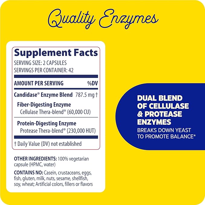 Enzymedica - Candidase Enzyme Supplement to Support Balanced Yeast Levels Vegan Kosher Non-GMO 84 capsules (42 servings)