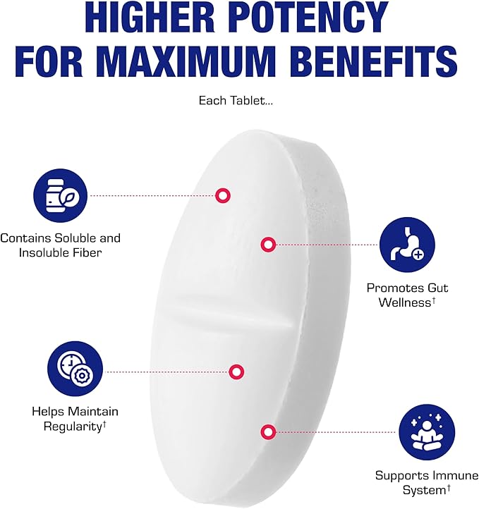 Soluble and Insoluble Fiber Supplement Pills - Clinical Formula Psyllium Husk Fiber Pills for Women &amp Men with Oat Fiber for Regularity Constipation &amp Colon Cleanse Support - Vegan &amp Glute