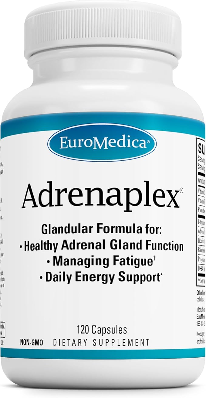 EuroMedica Adrenaplex - Adrenal Gland Function Supplement - Glandular Support Supplement with Vitamins C &amp B6 - Supports Healthy Adrenal Function - Keep Out of Reach of Children - 120 Capsules