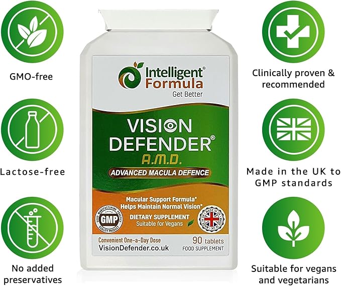 Vision Defender AMD AREDS2 Eye Vitamins – Exact AREDS 2 Formula with Lutein &amp Zeaxanthin Vitamins C &amp E Zinc 25 mg &amp Copper – Once Daily Vegan Eye Health Supplement 90 Tablets