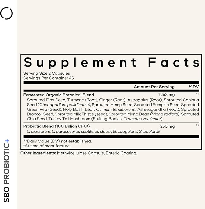 Codeage SBO Probiotics 100 Billion CFUs Per Serving Multi Strain Soil Based Organisms Blend and Organic Fermented Botanical Blend Shelf-Stable 90 Capsules