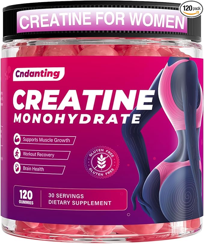 Creatine Gummies 5000mg Monohydrate Creatine with Folic Acid &amp Vitamin B12 Vegan Strawberry Flavor Helps Shape Booty &amp Tone Glutes and Legs Boosts Energy and Endurance 120 Count