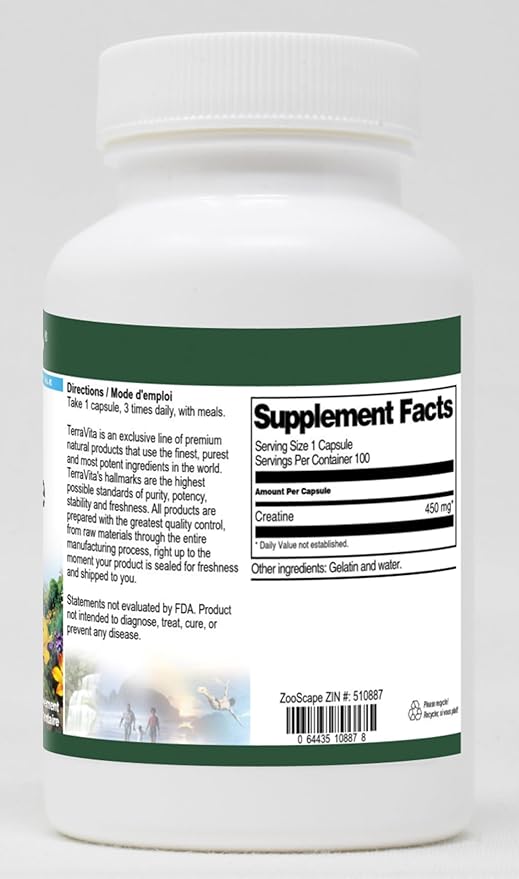 Creatine Monohydrate - 450 mg (100 Capsules ZIN: 510887)