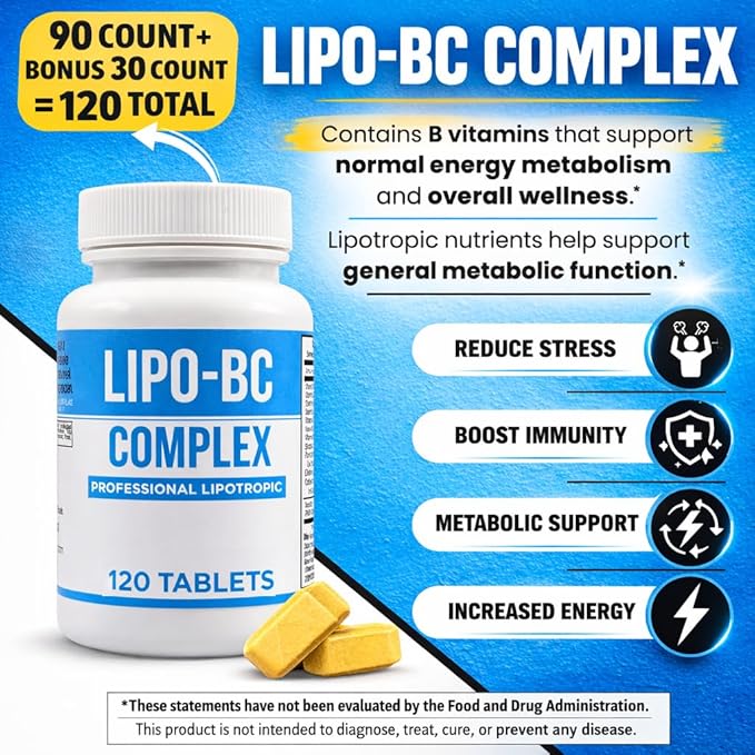 Lipo BC Lipo B-Complex 90 Tablets. New Label with Best by Date Same Formula.