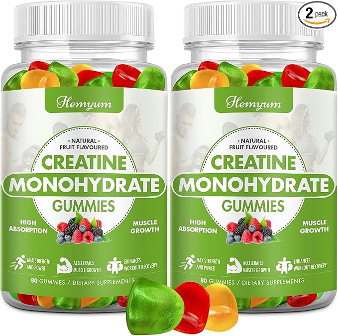 Creatine Monohydrate Gummies - Pre-Workout Creatine for Women Men Enhanced Muscle Strength Boost Focus and Endurance Muscle BuilderComplex L-Taurine + Vitamin B12Vegan Gluten-Free 160 Count