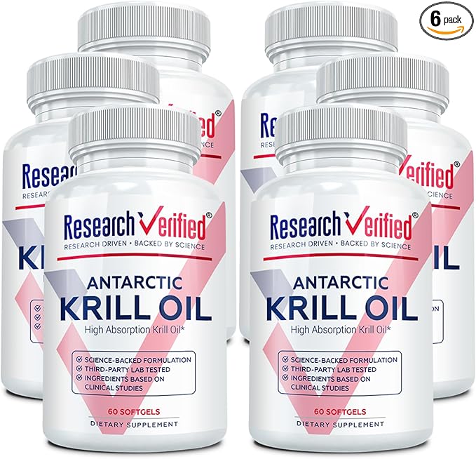 Research Verified Antarctic Krill Oil 2000mg - Support Heart Function Boost Cognition - MSC Certified Sustainably Sourced - 360 Softgels - 6 Month Supply - Made in the USA