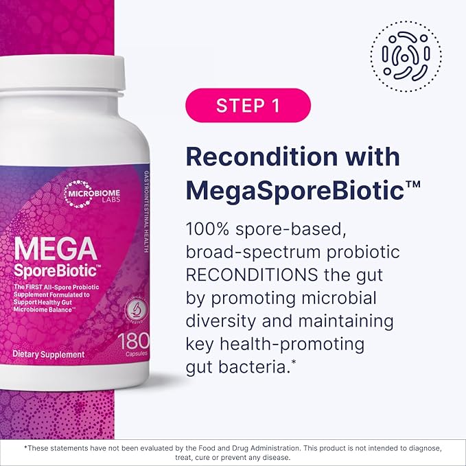 Microbiome Labs Total Gut Restoration Kit (Powder) - 3-Product Gut Health Spore Based Probiotic Prebiotic Powder &amp Mucosal Immunoglobulin + Amino Acids Supplement for Immune GI &amp Digestive H