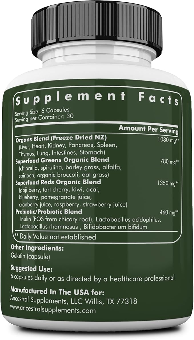 Ancestral Supplements Greens Bundle &amp Frother Wand – Organic Superfood Greens &amp Reds Blend with Spirulina Chlorella Grass Fed Beef Organs and Probiotics for Gut Health Rechargeable Electri