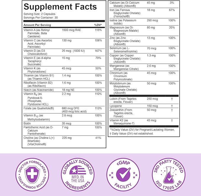 Premom Prenatal Vitamins for Women &amp Prenatal DHA Fish Oil - Conception for Her Multivitamin: 27 Nutrients + Triglyceride Omega 3 with 470mg DHA - Fertility Support for Women