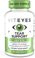 Viteyes Tear Support Eye Soothing Blend Occasional Dry Eye Supplement No Eye Drops Redness Relief Eye Vitamin Allergy Support for Itchy Eyes Omega-3 Fish Oil 90 Softgels
