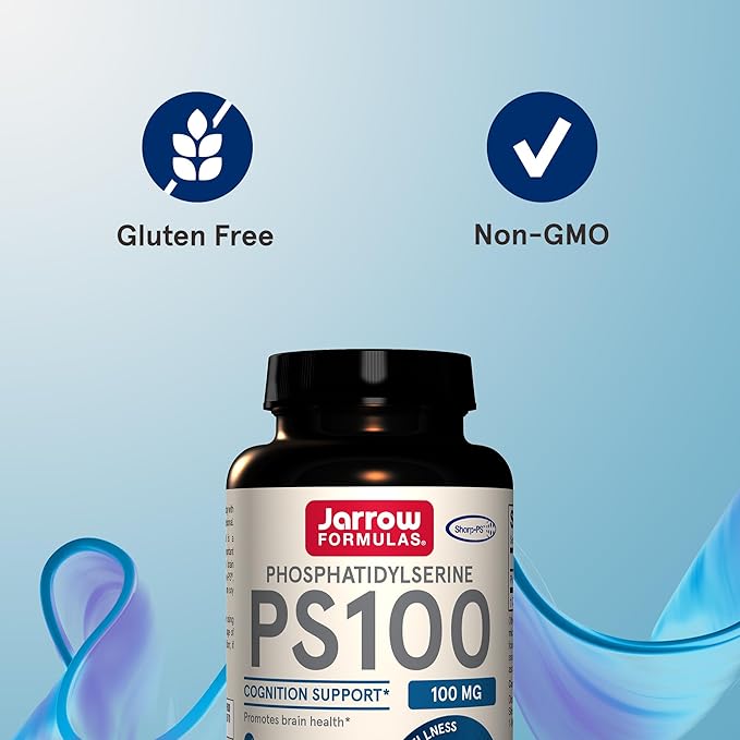 Jarrow Formulas PS100 Phosphatidylserine 100mg Dietary Supplement for Brain Health and Cognitive Function Support 120 Capsules Up to a 120 Day Supply