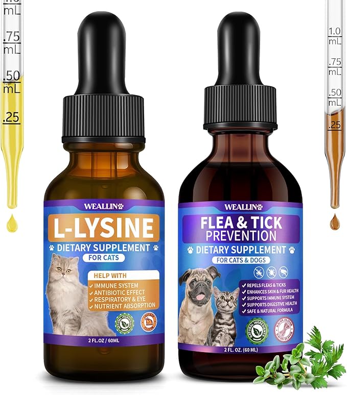 L-lysine Supplement for Cats to Boost Cat Immunity + Flea and Tick Support for Dogs and Cats Natural Flea Treatment Chicken &amp Bacon Flavor for Daily Wellness