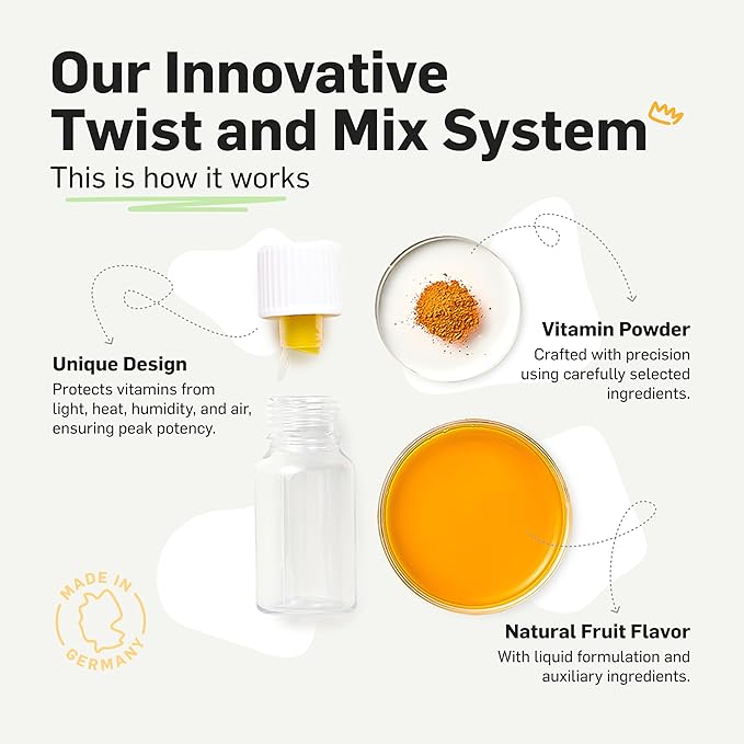 Vitabaum® Eye Support with Lutein and Zeaxanthin – Vision Supplements for Optimal Eyesight - 30 Vials - 0.34 fl.oz (10ml) Each - Innovative Twist and Mix System™ for Fast Absorption - Vegan
