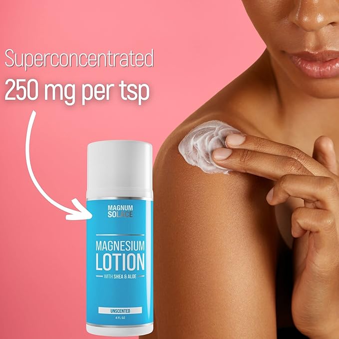 Magnum Solace Magnesium Lotion with Aloe &amp Shea – Apply to Legs – Alternative to Topical Magnesium Cream