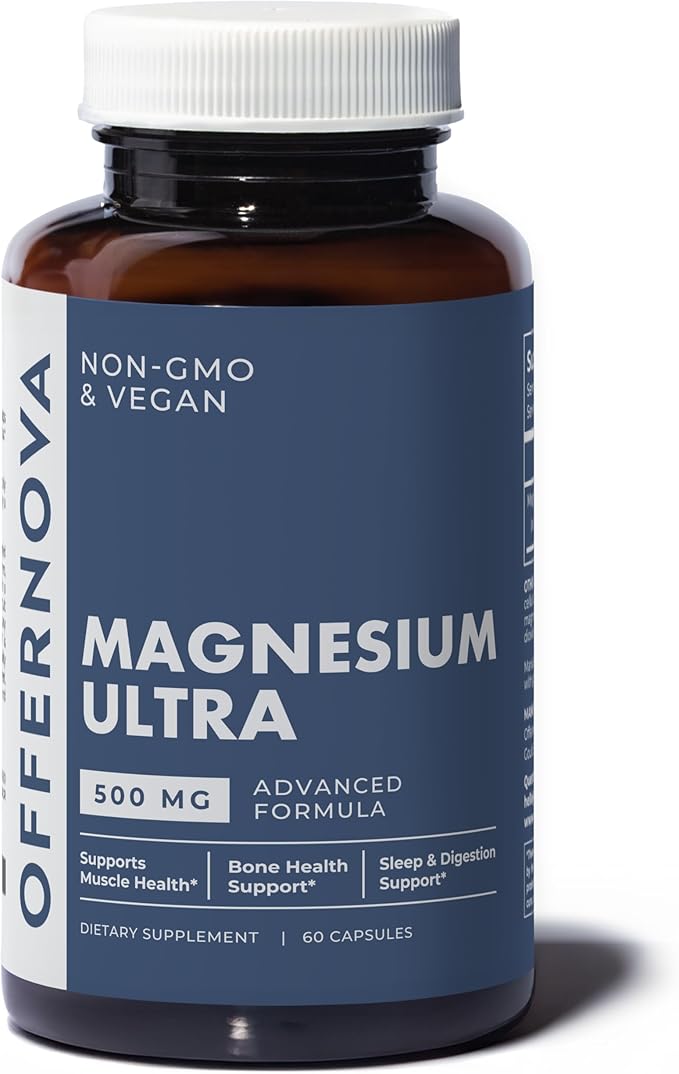Offernova Magnesium Ultra - High Absorption 500mg Vegan Magnesium Citrate &amp Oxide Complex - Boost Sleep Digestion &amp Muscle Health for Men &amp Women – Constipation Relief - Citrato de Magnes