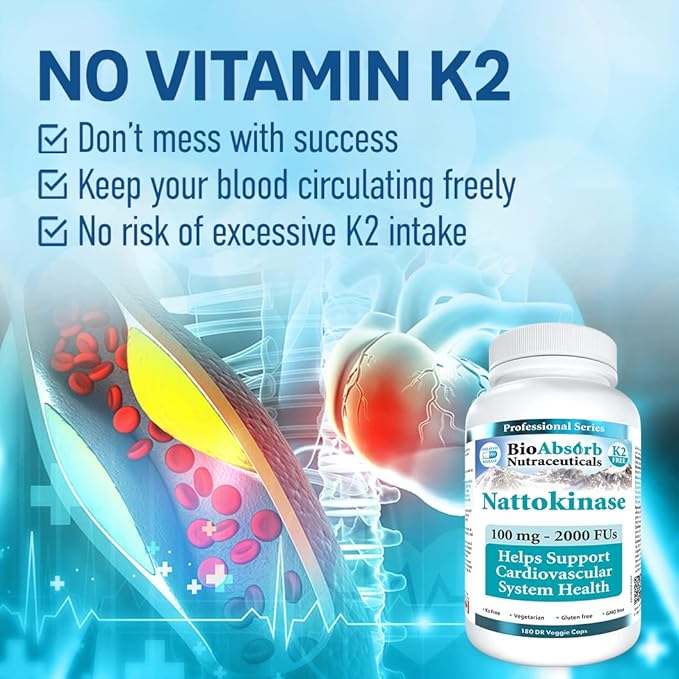 Bio Absorb Nattokinase Supplement 180 Caps - Serrapeptase Enzyme 60 Caps Bundle