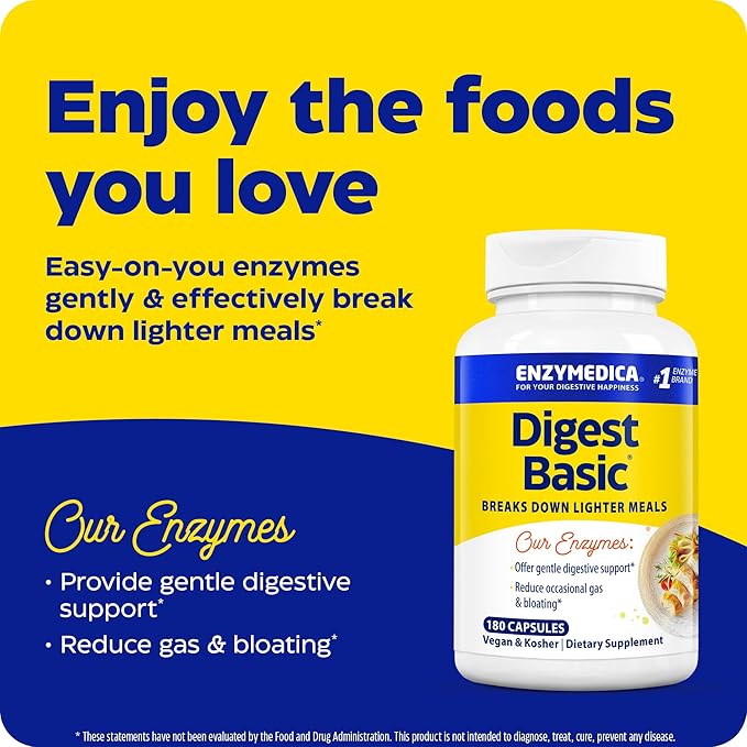 Enzymedica Digest Basic &amp SubCulture Probiotic for Daily Gut Health - Digestive Enzyme Supplement for Women &amp Men Helps Gas &amp Bloating Probiotic Capsules 30 Billion CFU - Pack of 2