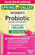 Probiotics for Women Capsules Dietary Supplement 1 Billion CFUs - Digestive Health by Spring Valley (60 Capsules - Pack of 1) VSL-Shops