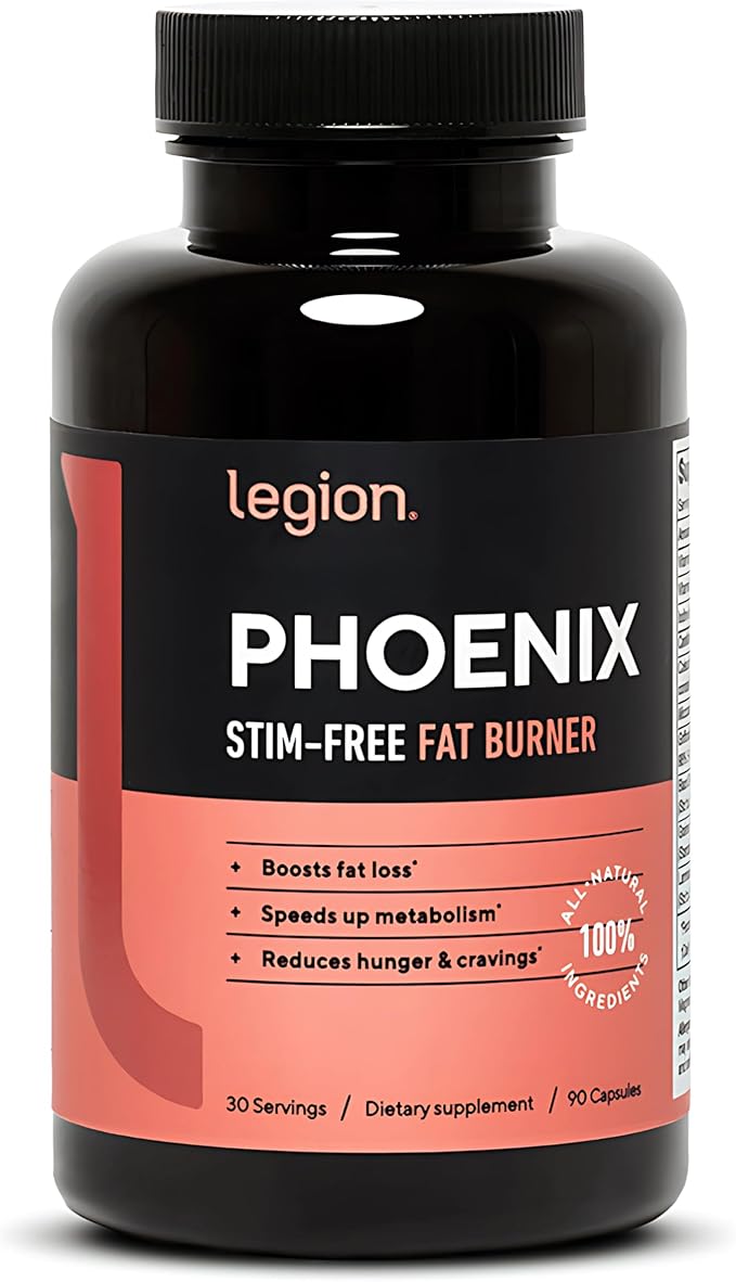 LEGION Phoenix Thermogenic Fat Burners &amp Weight Loss Pills - 30 Servings 90 Capsules (Caffeine Free)