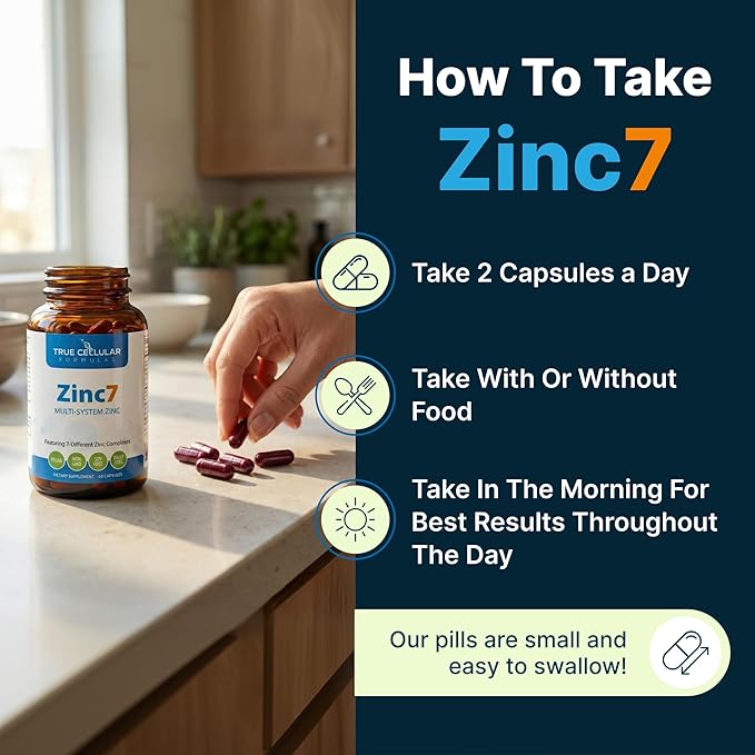 Zinc7: 7-in-1 Zinc Complex 50mg - Maximum Absorption for Immune Defense Deep Sleep &amp All-Day Energy | Hormone Balance Mental Focus &amp Metabolism Support | 60 Vegan Capsules
